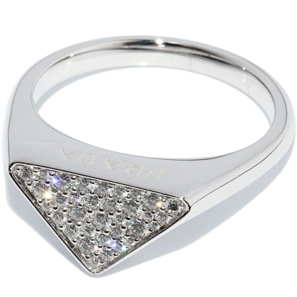 Prada K18WG Diamond Signet Ring